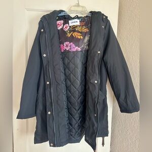 Jason Wu Black Hooded Quilted Coat with Floral Lining